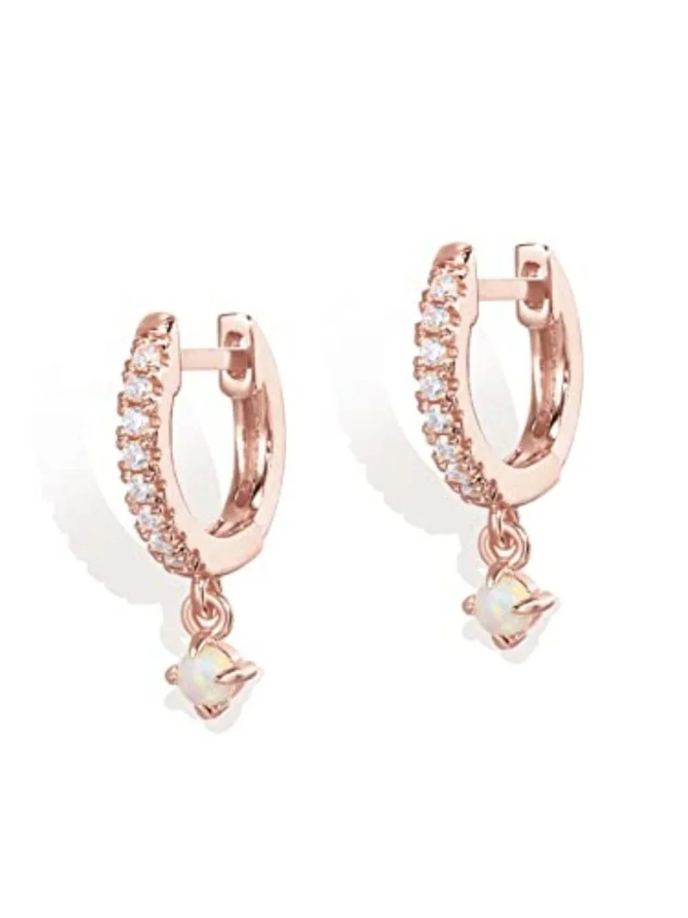 New - 14K Gold Plated Huggie Hoop Earrings with Charms for Women